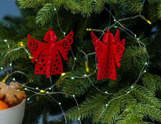 Décorations de sapin de Noël ANGE, feutrine, 3pcs. h 9 cm