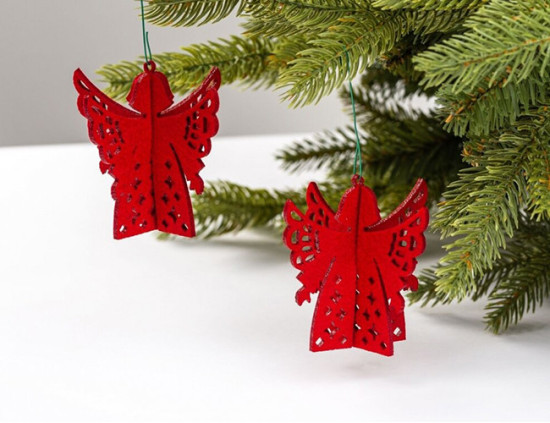 Décorations de sapin de Noël ANGE, feutrine, 3pcs. h 9 cm